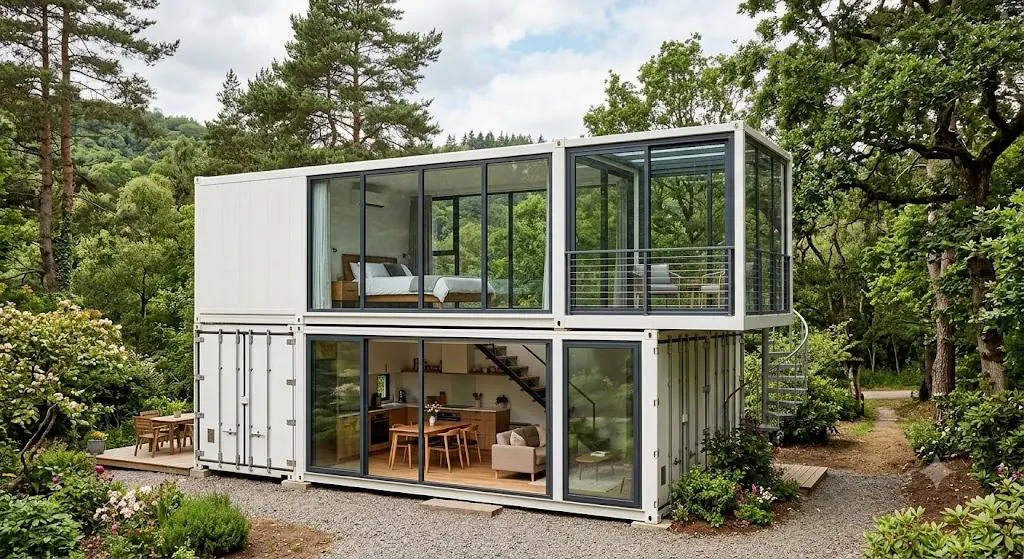 Container Homestay Ghép 2 Tầng Khung Kính Tạo Không Gian Mở