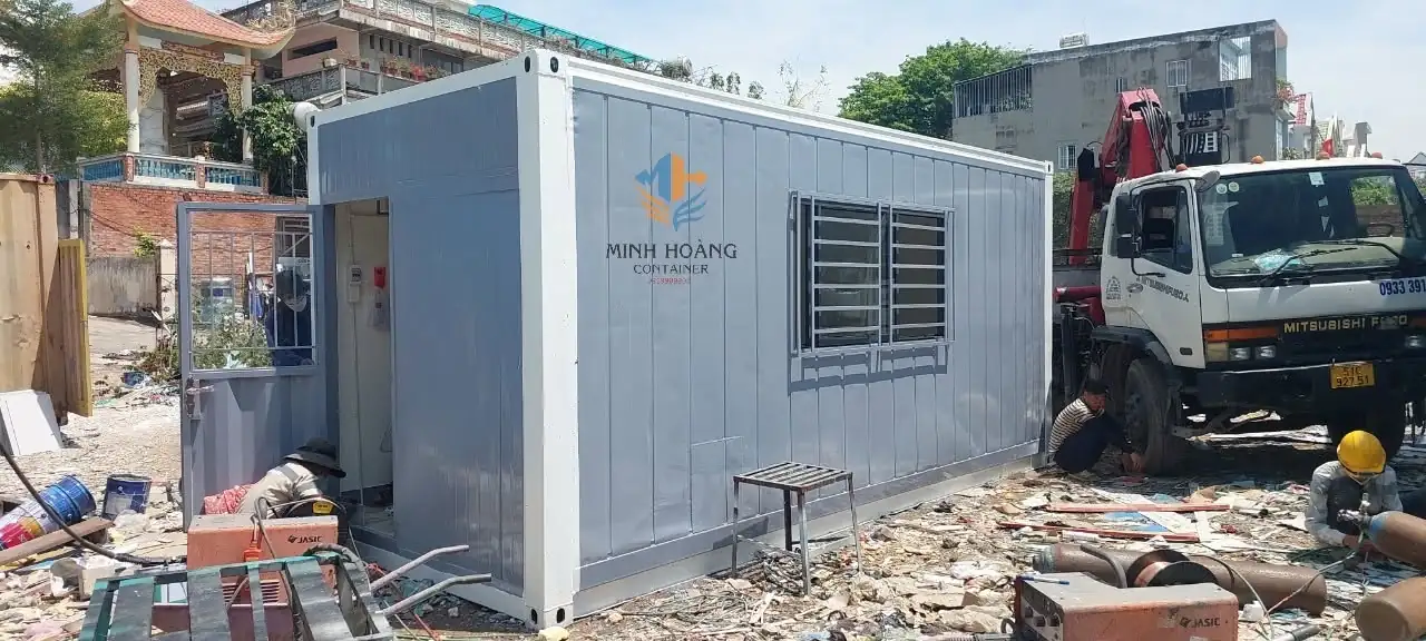 Container Văn Phòng 20 Feet Xám Viền Trắng Hiện Đại