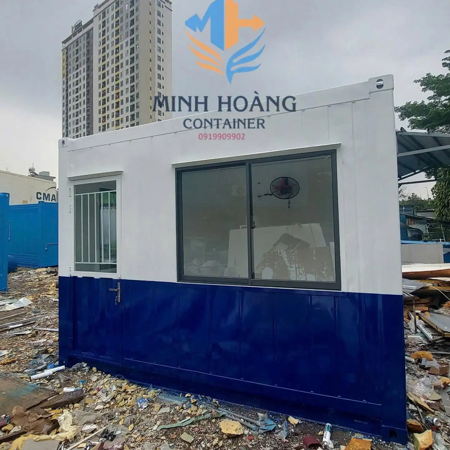 Container Văn Phòng 10 Feet Xanh Dương Trắng 