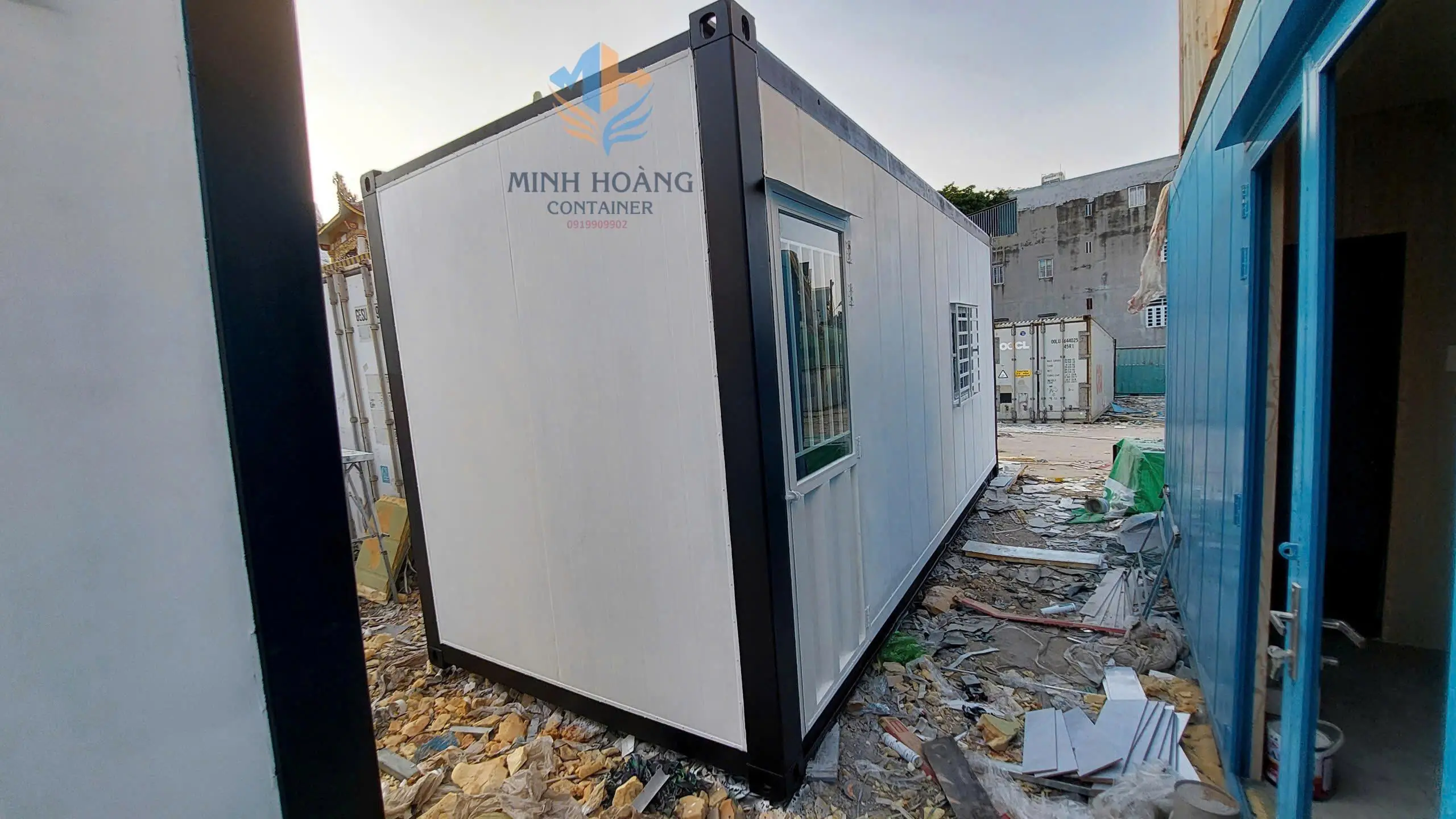 Container Văn Phòng 20 Feet Trắng Viền Đen Mẫu 1