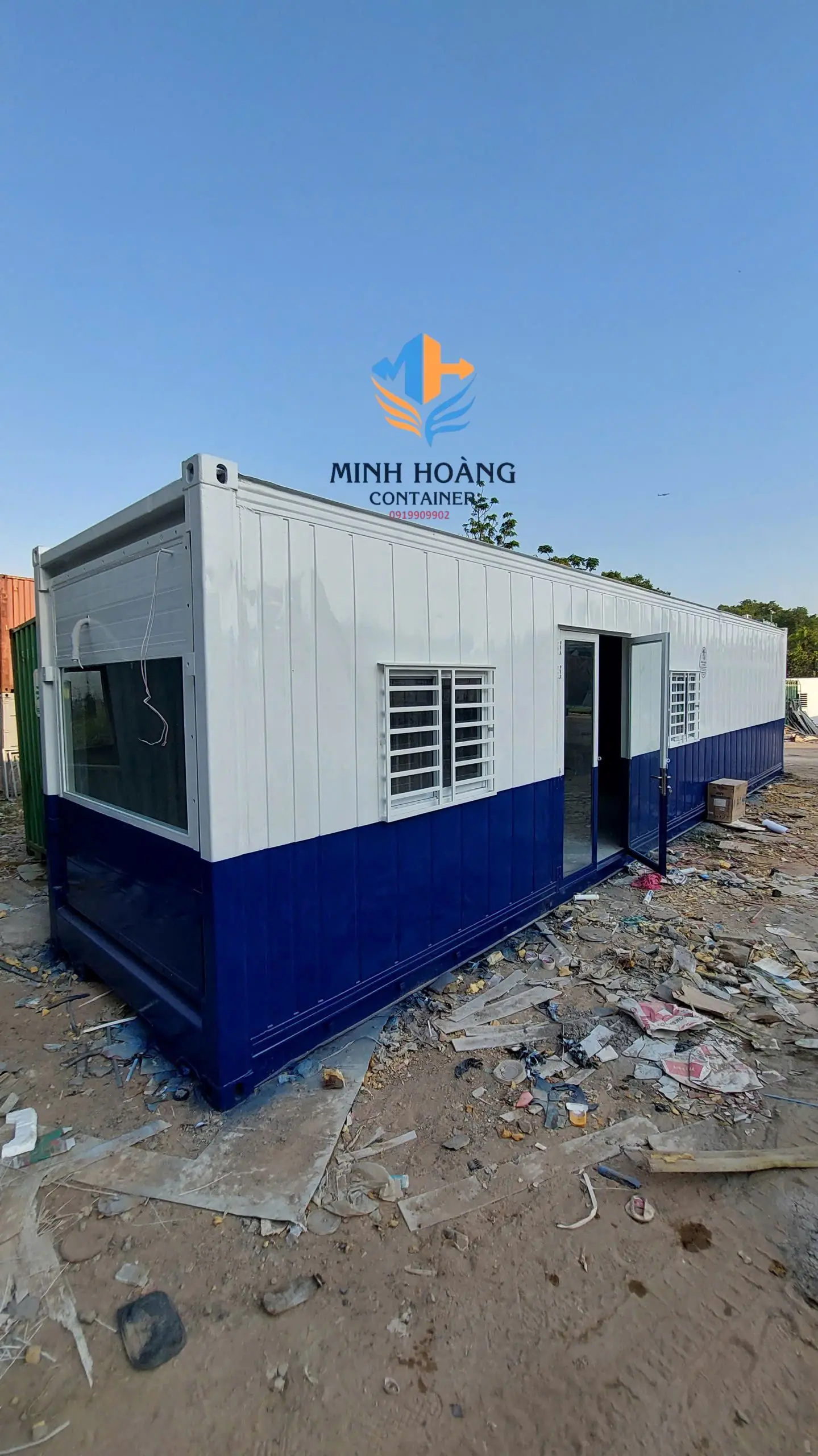 Container Văn Phòng 40 Feet Xanh Dương Trắng Có Toilet: Thiết Kế Hiện Đại – Tiện Nghi Vượt Trội