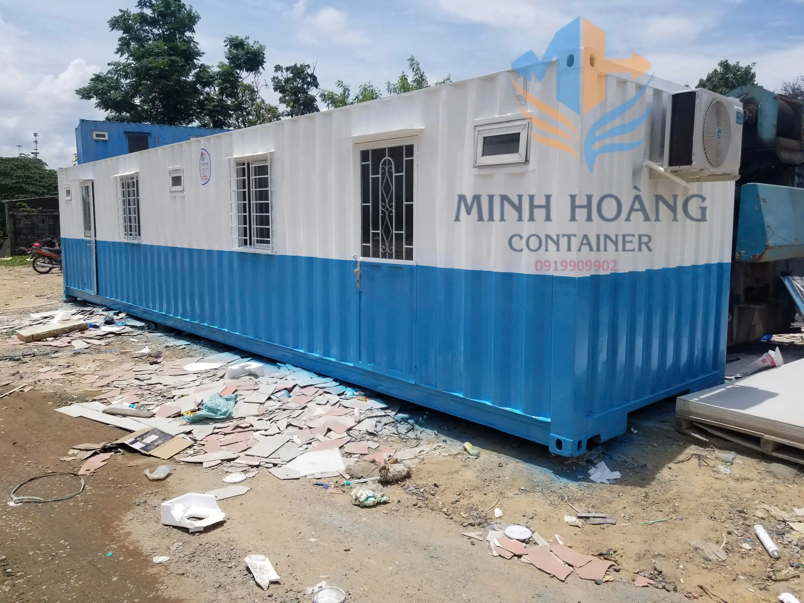 Container Văn Phòng 40 Feet Xanh Dương Trắng